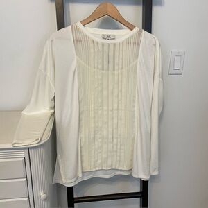 Halston Cream Sheer Panel Blouse BNWOT. Size M (fits like L) gorgeous!